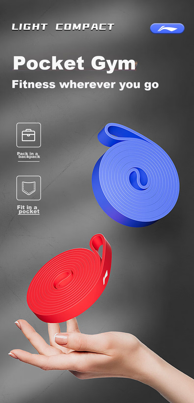 Li-Ning Elastic Resistance Band, Pull-Up Assistance Band, Fitness Shoulder Opener, Leg And Chest Muscle Stretching Band, Strength Training Rope 8