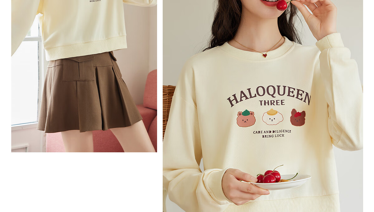 Halo Queen Women's Sweatshirt, Spring And Autumn Round Neck, Little Bear Christmas Outfit, Fashionable Loose Top Jacket H143W1002 66