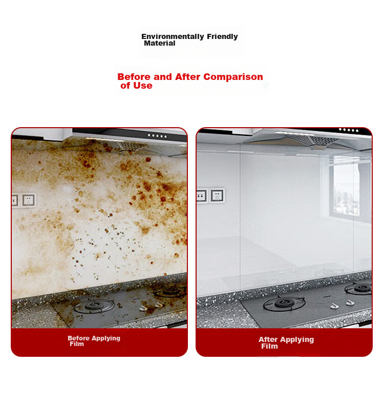 Jinlongxing Kitchen Oil-Proof Sticker, Cabinet Waterproof And Moisture-Proof Adhesive, Hanging Cabinet Wall Transparent Self-Adhesive Heat-Resistant Protective Film, 5 Meters 5