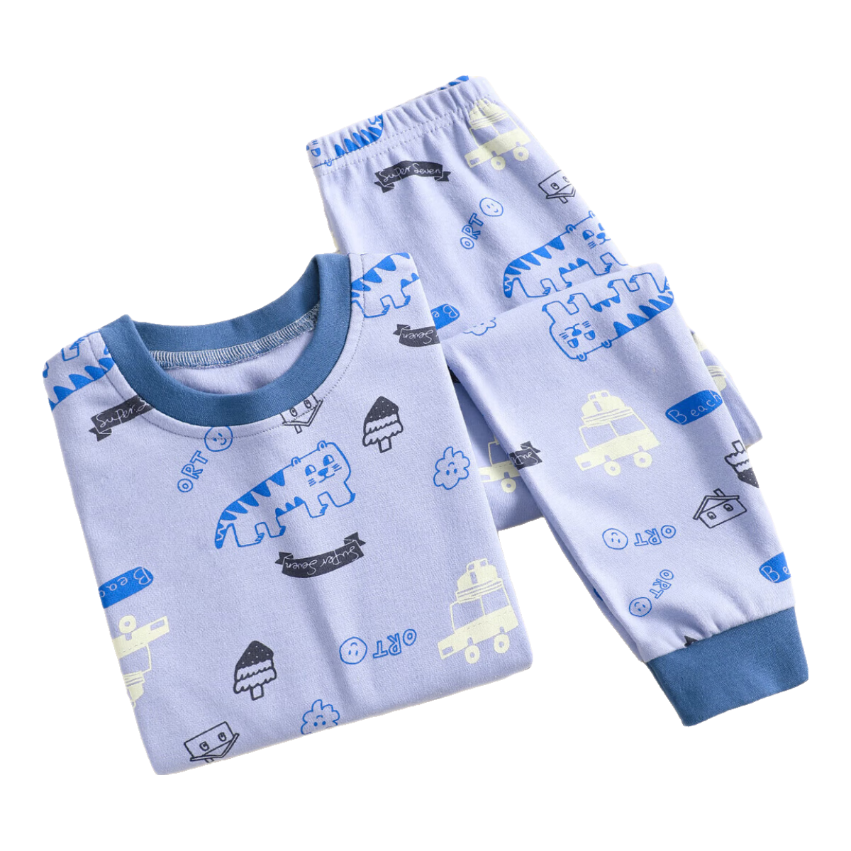 YUZHAOLIN Children's Pajamas, Boys And Girls Autumn Underwear Set, Pure Cotton Underwear Set, 10A Antibacterial And Anti-Static, Cartoon Little Tiger Desig