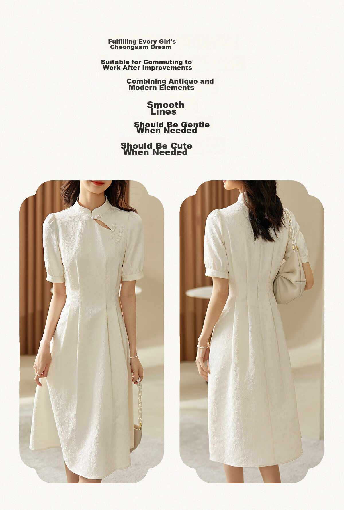 Shangdu Bila New Chinese Style Stand Collar Pankou Improved Floral Qipao Dress Summer Apricot Base Floral 132L48002 M 7