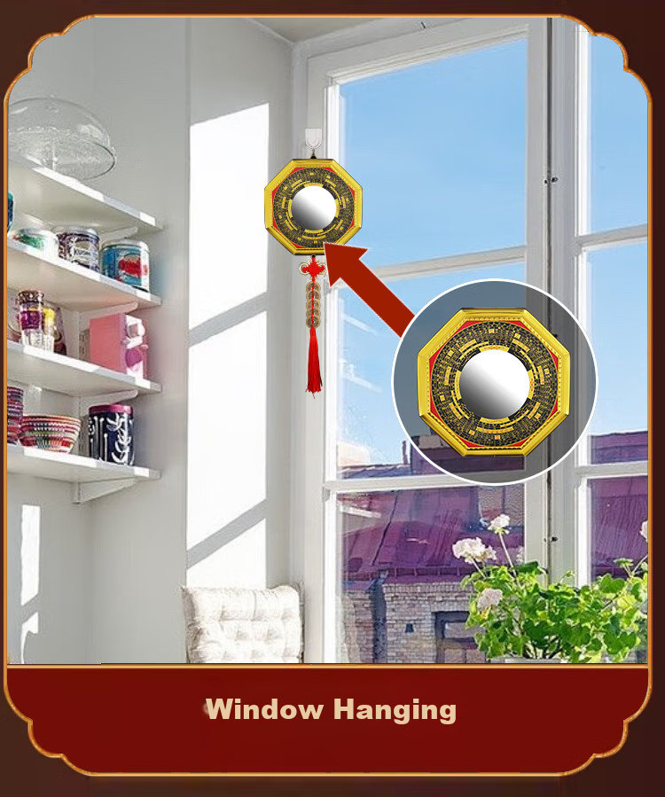 Binyue Mirror, Convex Mirror, Chinese Knot Pendant, Outdoor Entrance Balcony Door-To Hanging Ornament, Home Decoration, Large Size 19cm 11