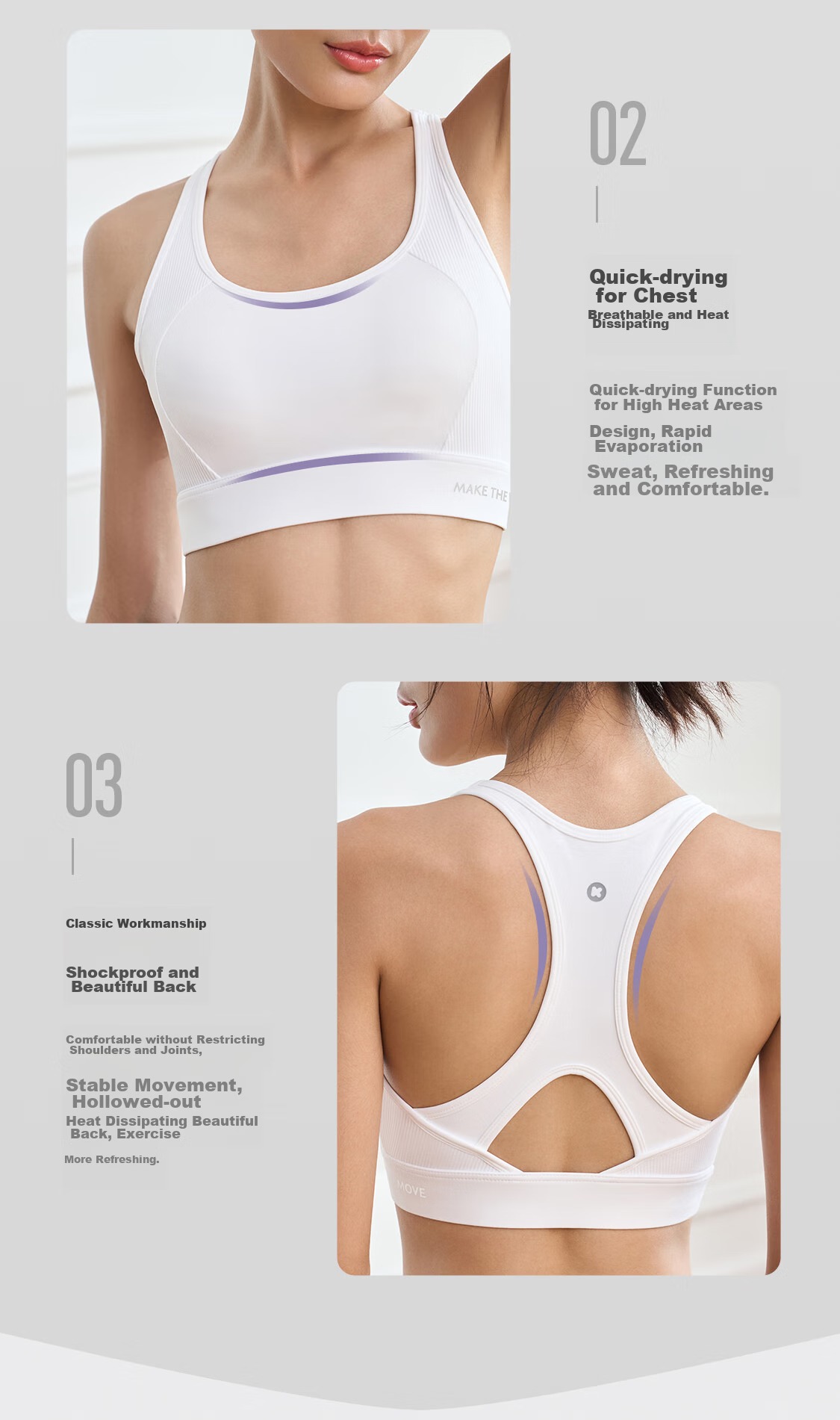 Keep High-Intensity Sports Bra, Anti-Sagging, Side Support, Training, Running, Summer Wear, Shock-Absorbing, Milkshake Purple, S 5
