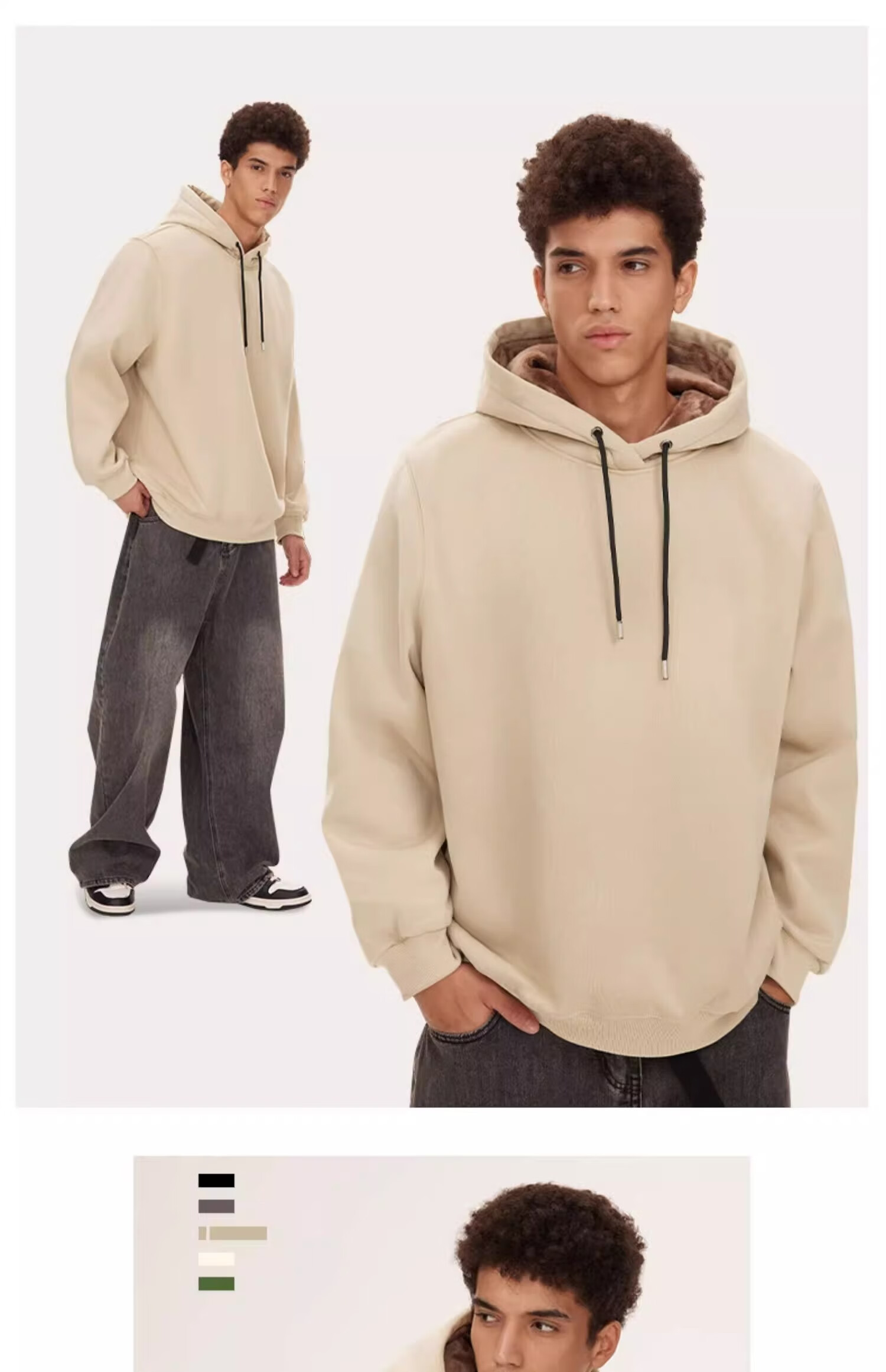 GENIOLAMODE Fleece-Lined Sweatshirt for Men, Winter Thick Warm Casual Loose Hoodie Pullover Trendy for Teenagers, Black, Size L 10
