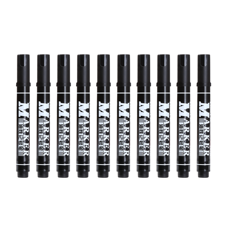 COMIX Large Chisel Tip Waterproof Quick-Drying Oil-Based Marker/logical Marker/signature Pen/marker Pen Writing Tool 10 Pcs/box Black EM830
