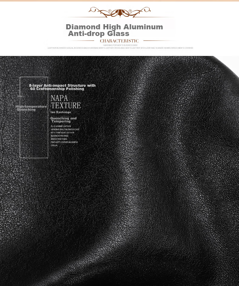ELLE HOMME Men's Crossbody Bag, Fashionable Genuine Leather Shoulder Bag, Casual Large-Capacity Small Satchel Cowhide Men's Bag 206730 Black Birthday Gift for Boyfriend 9