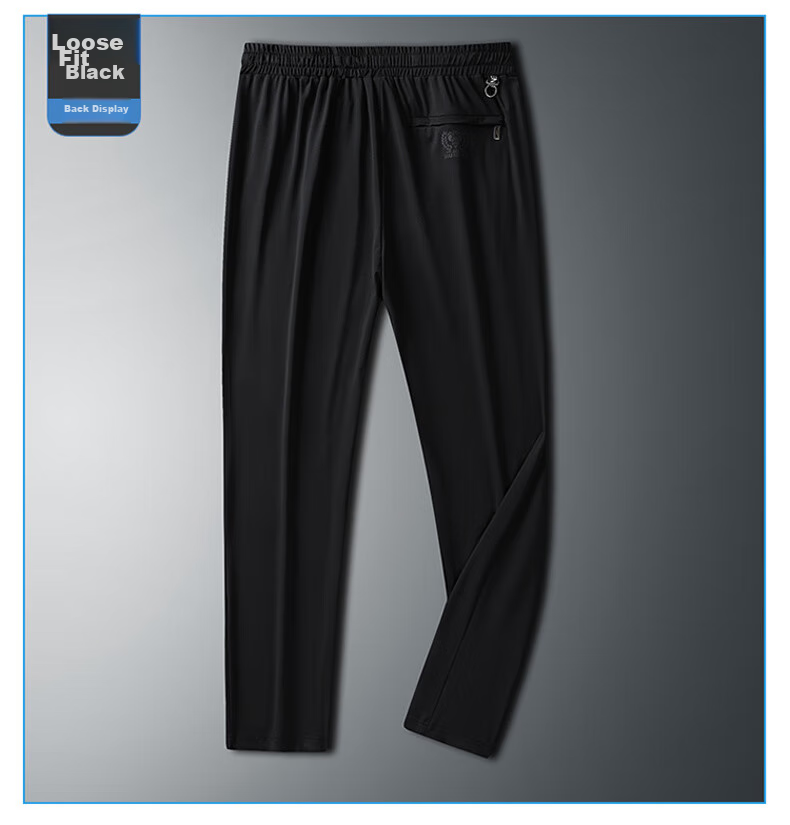 JEEP SPIRIT Casual Pants, Summer Ice Silk Straight-Leg Quick-Dry Sports Pants, Lightweight Breathable Loose-Fitting, Dark Gray Straight-Leg, 2XL 13