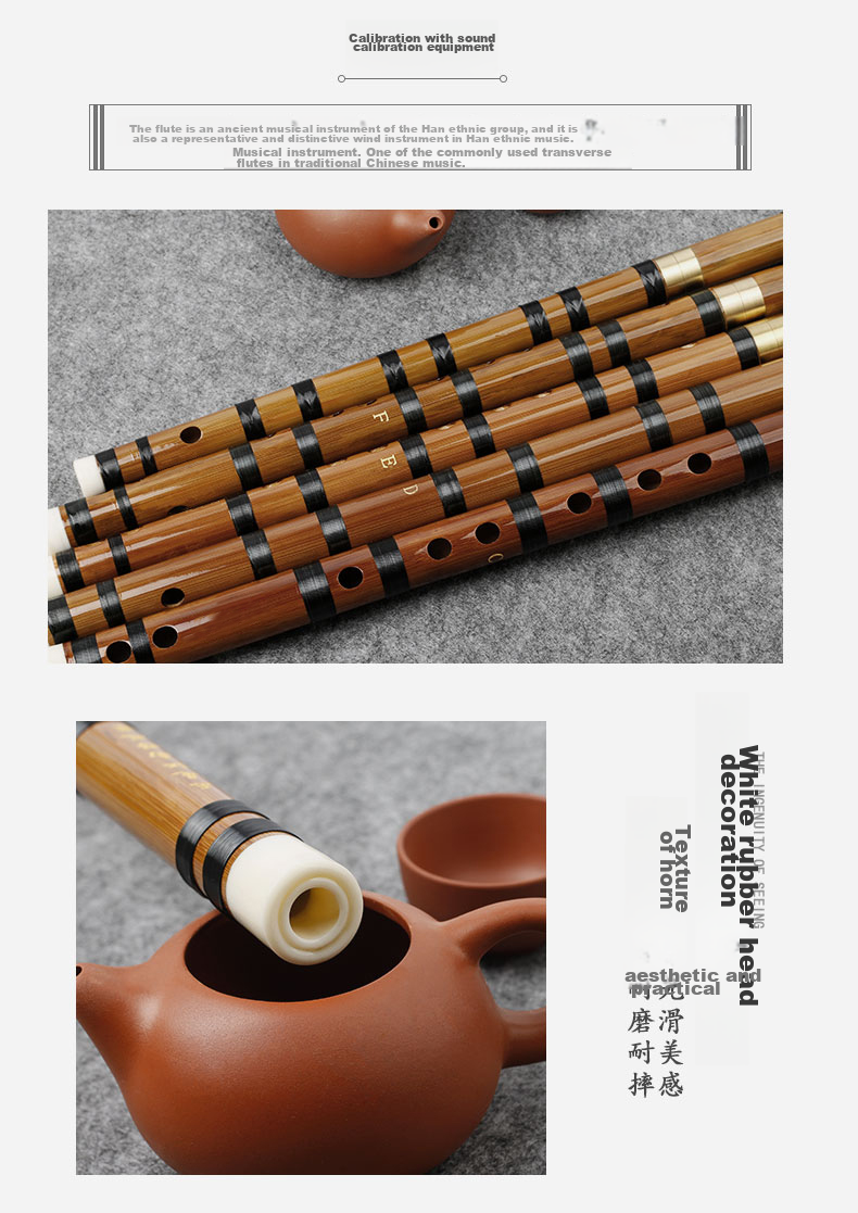 Minsine Bitter Bamboo Refined Dizi Bamboo Flute in G Key, Beginner-Friendly Horizontal Flute for Ethnic Wind Instruments D18 5