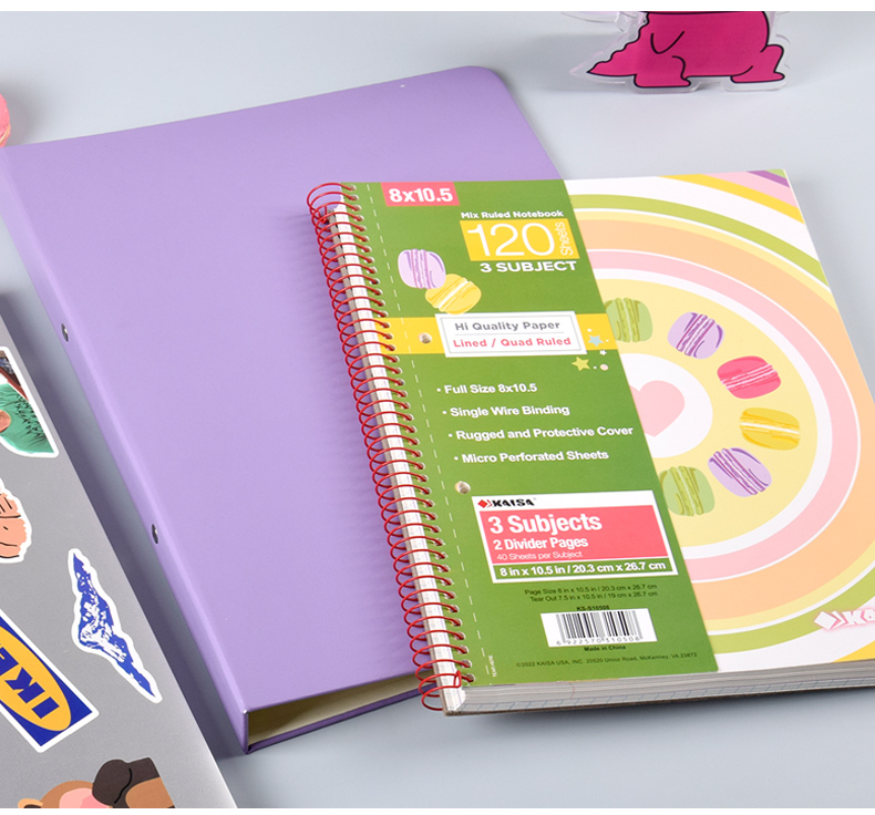 KAISA Two-Hole Notebook, 120 Sheets, Three-Subject American Spiral-Bound Journal for College Students And Postgraduate Exam Preparation, Designer's Edition Aiyue Series Diary And Planner 13