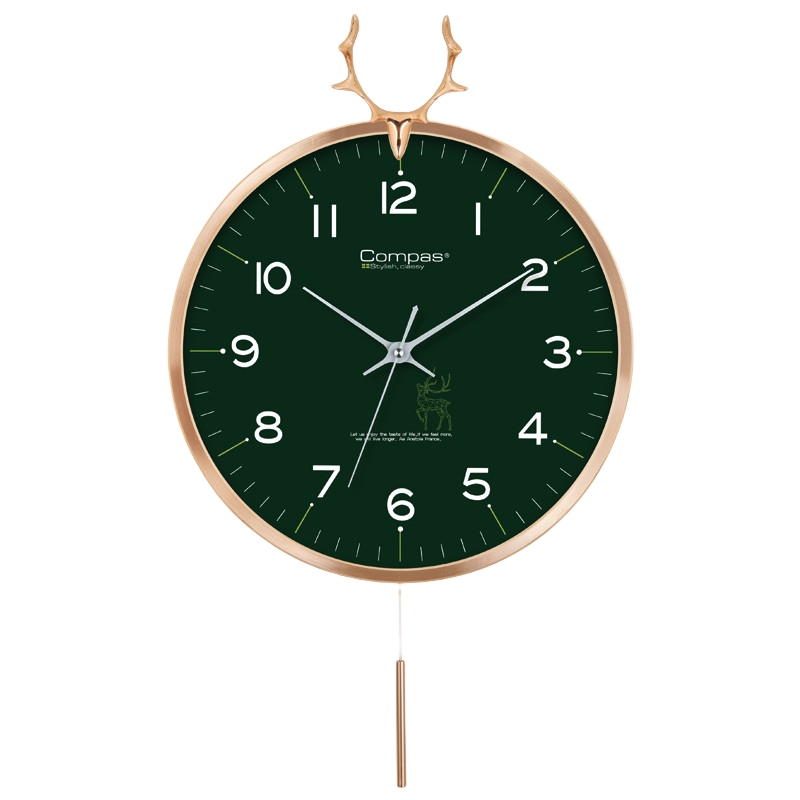 Compas Wall Clock for Living Room, European Style Creative Clock, Bedroom Quartz Wall Clock C3245 Green 36cm