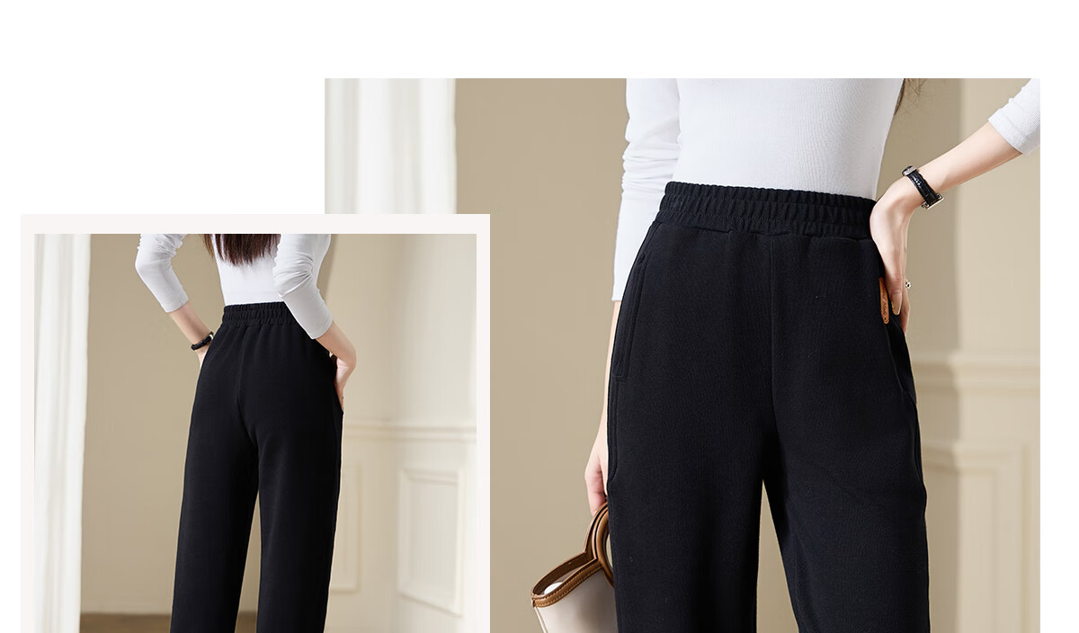 Chushen Women's Casual Pants with Elastic Waist, Versatile Slimming Effect, Pockets, Casual Tapered Leg Sweatpants Sports Pants S143K2006 14