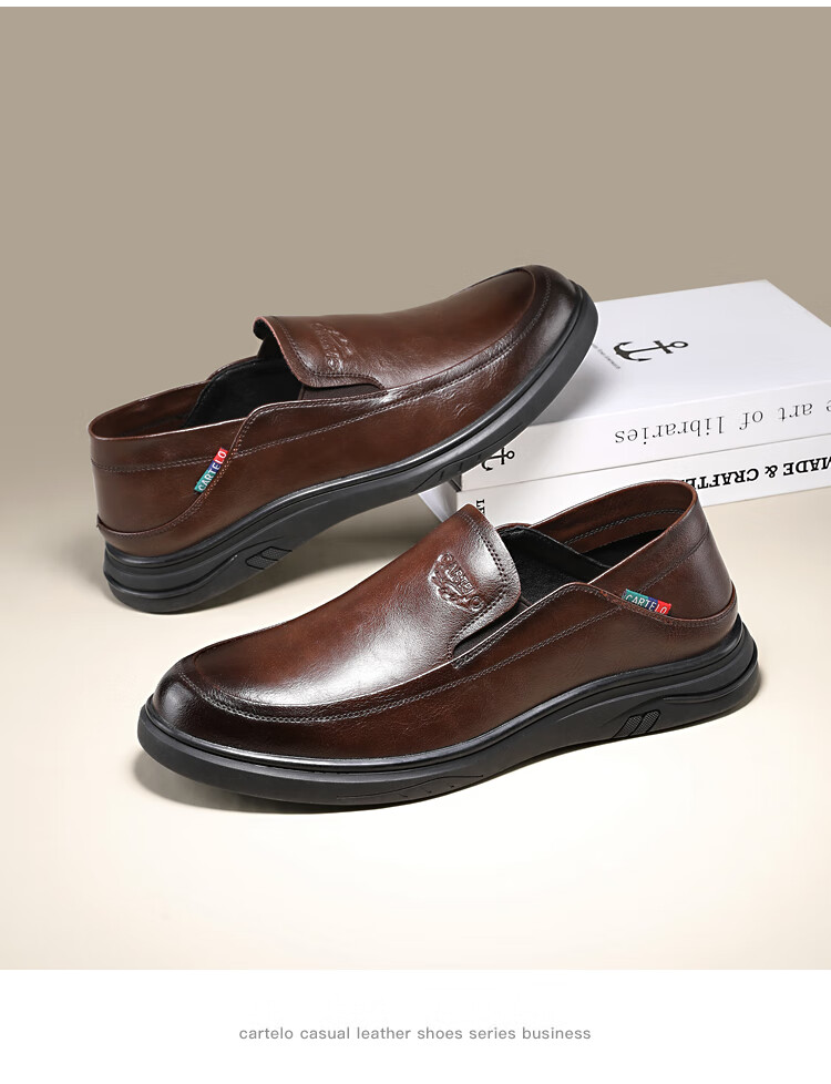 CARTELO Genuine Leather Men's Shoes, Business Casual Sports New Style for Autumn And Winter, Soft Thick-Soled Versatile Commuter Work High-End Black 62