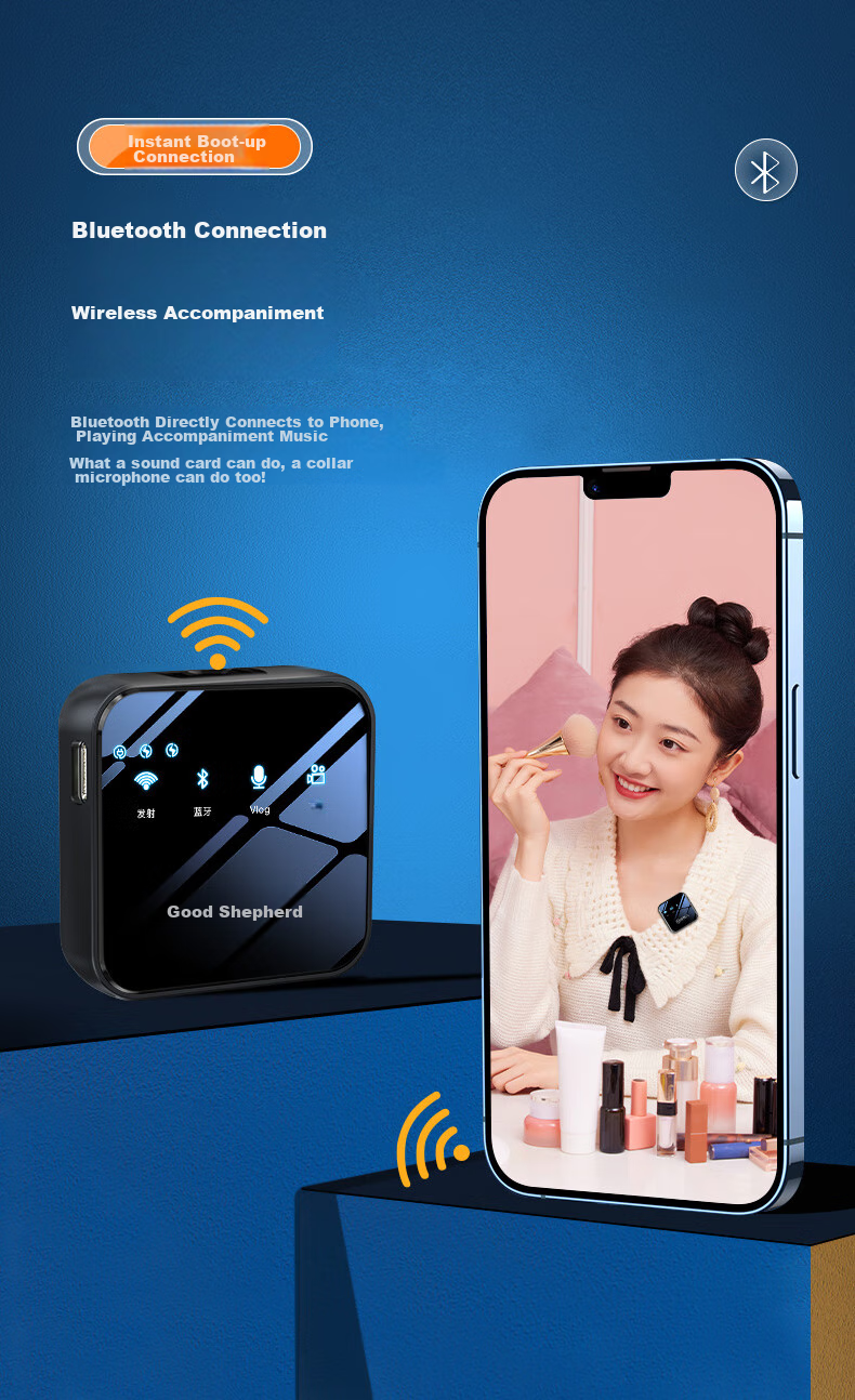 Haomuren Wireless Lavalier Microphone, Live Streaming Audio Equipment, Host Short Video Phone User External Noise Reduction Karaoke Recording Lavalier Microphone, Professional Microphone 12