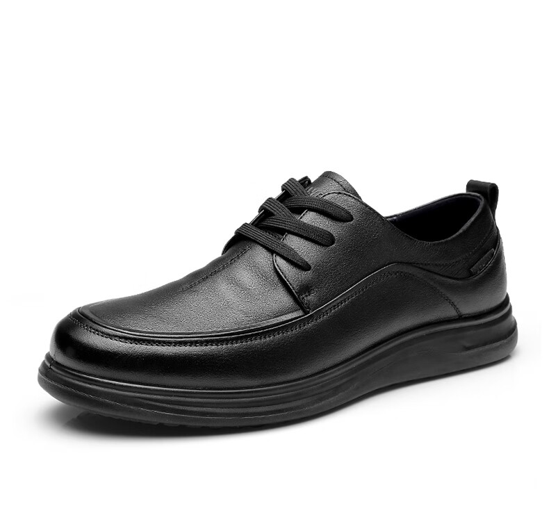 Qiangren Business Casual Leather Shoes, Top-Grain Cowhide Lace-Up Stylish Commuter Men's Shoes JDA05122 Black Size 40 9