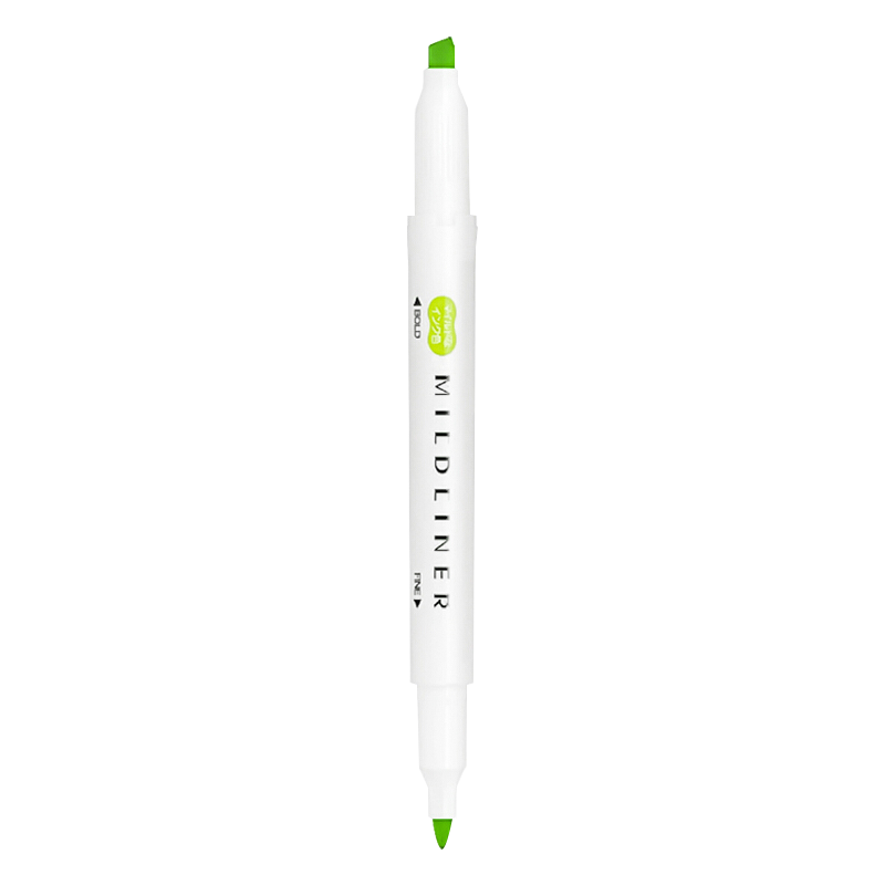ZEBRA Dual-Tip Soft Highlighter, Mildliner Series Single Color Marking Pen, Student Marker, WKT7, Lemon Gree