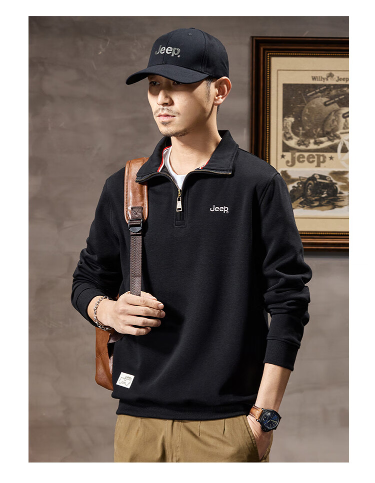 JEEP Spring And Autumn 2026 New Men's Sweatshirt with Lapel Collar, Versatile Casual Jacket, Loose-Fitting Sports Polo Collar Top for Men's Wear 28