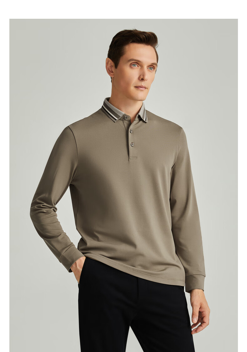 Shachi (SATCHI) Brushed Light-Absorbing Heat-Generating Constant Temperature Color-Block Lapel Business Men's Long-Sleeve T-Shirt Polo Shirt Men's Clothing Autumn Winter Dark Blue Size 46 7