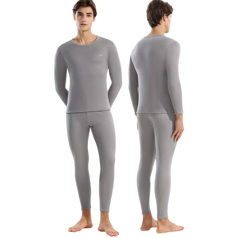 MiiOW [Goose down Silk] Men's Thermal Underwear, Fleece-Lined Thickened Autumn Pants, Antibacterial Warm Pants Set for Me