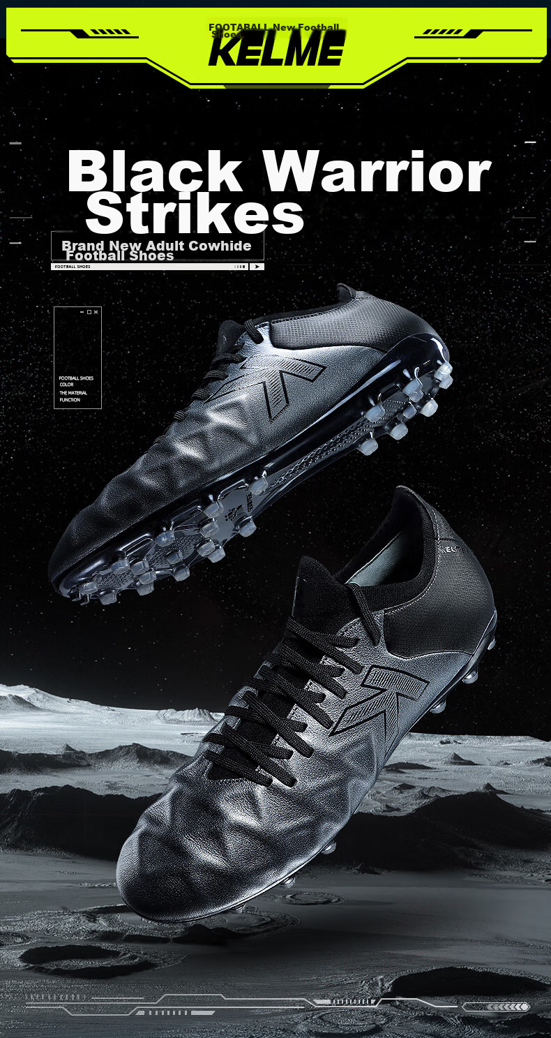 KELME Leather MG Soccer Shoes for Men, Breathable Short Studs Lace-Up Student Competition Round Stud Football Boots for Adults, White, Size 44 1