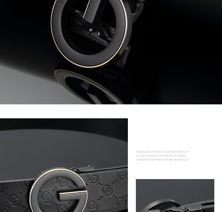 GOLF Men's Belt with Automatic Buckle, Double-Sided Cowhide Waistband, G-Buckle Letter Trouser Belt, Gift Box Packaging, Birthday Present for Boyfriend 19
