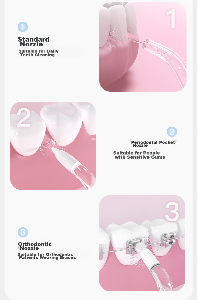 BAIR Portable Orthodontic Electric Water Flosser, Dental Irrigator Gift Box Set, V5 Small Pink Bottle 18