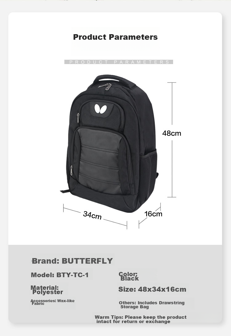 BUTTERFLY Backpack Large Capacity with Separate Shoe Compartment for Sports And Ping Pong Balls, Laptop Bag BTY-TC 2