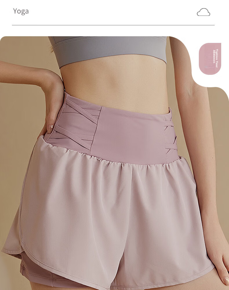 XUEXIMAN Yoga Shorts for Women, Anti-Chafing Breathable Quick-Dry Shorts, Running Training High-Waist Fitness Pilates Shorts, Summer Three-Quarter Length 5