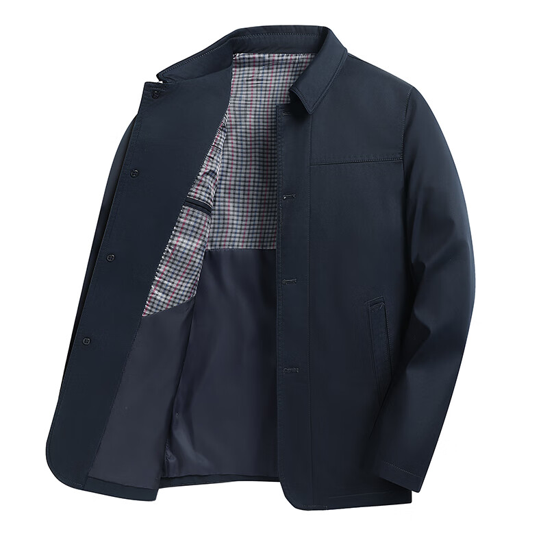 ROMON 100% Pure Cotton Jacket for Men, Middle-Aged And Young, Spring And Autumn Outerwear, Workwear Casual Lapel Dad's Outfit, Men's Jacket 10