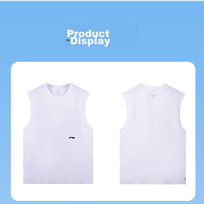 Li-Ning Sports Tank Top for Men, Summer Sleeveless Vest, Ice Silk Running Fitness Training Vest, Marathon Quick-Dry Shirt, Basketball Jersey 19
