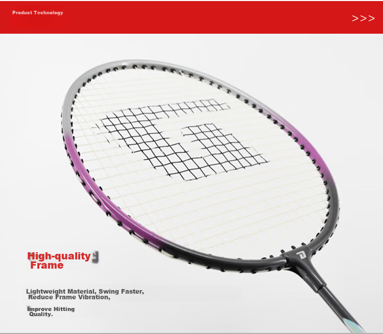 DHS Badminton Racket Set for Family Training, Pair of Rackets 1012 Dazzling Red with 3 Shuttlecocks Included 5
