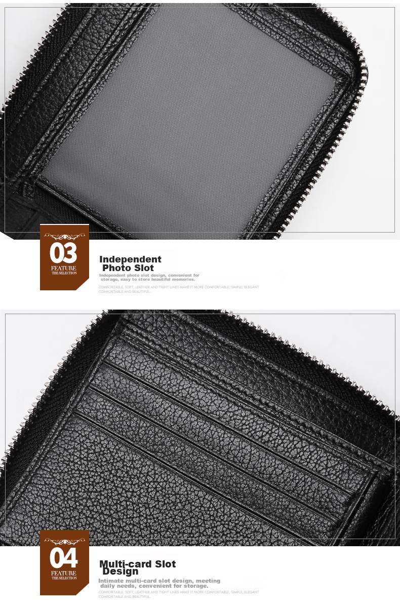 ELLE HOMME Men's Fashionable Short Wallet, Litchi Pattern Top-Grain Leather Zipper Coin Purse 4122, Birthday Gift for Me 9