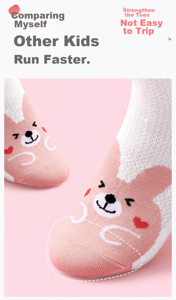 LangSha Children's Socks, Girls' Mesh Cotton Socks, Spring And Summer Thin Mid-Calf Socks for Girls, Students, Small Bear Pattern (6 Pairs) 12