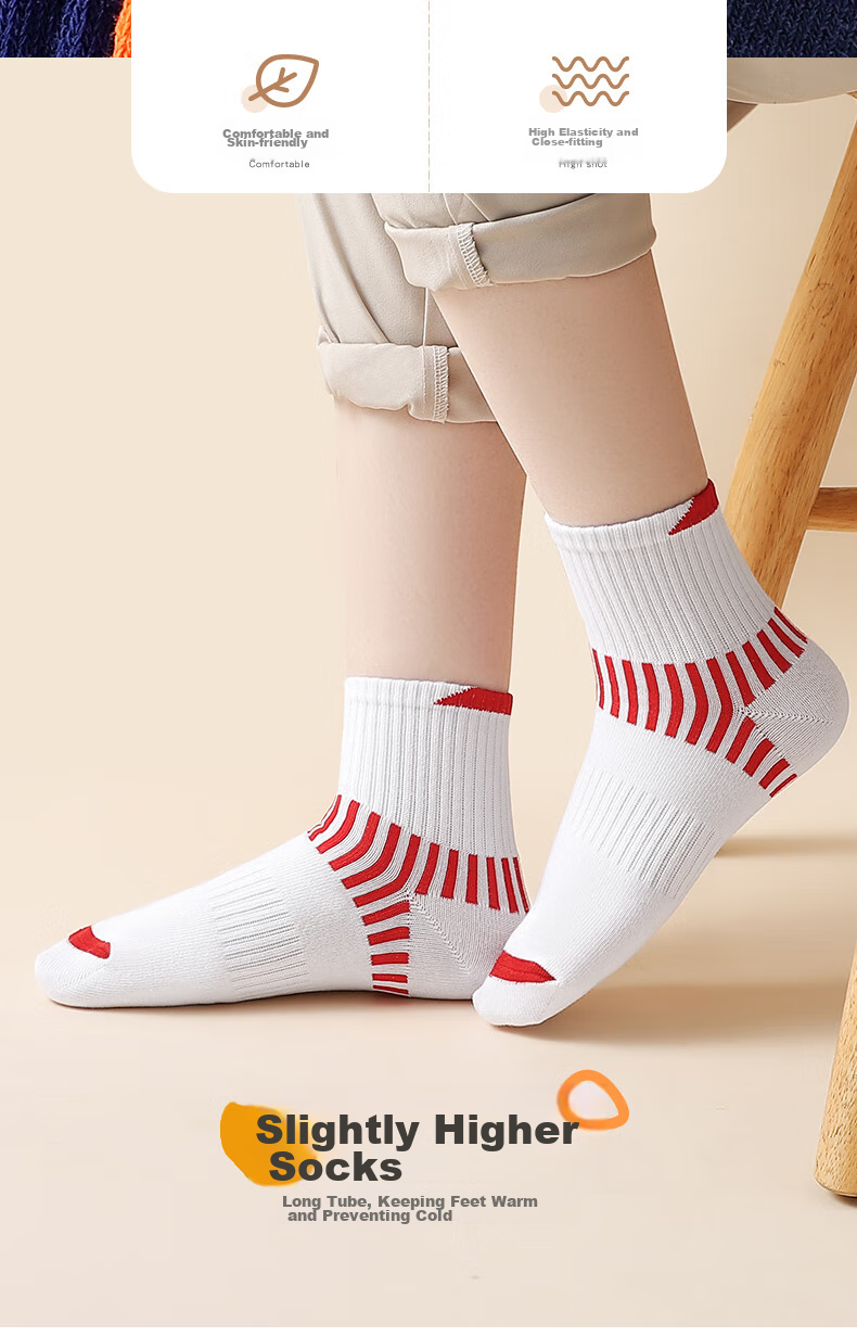 LangSha Children's Socks for Boys, All-Season Cotton Socks, Baby Mid-Calf Socks, Comfortable Breathable Socks for Older Children And Students, Sports Socks, 5 Pairs Per Pack 4