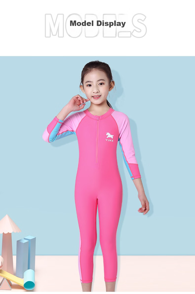 Yuke Children's Swimsuit, One-Piece Dress Style for Older Girls, Swimwear Set (Including Swimming Cap, Storage Bag, And Compressed Towel) 8