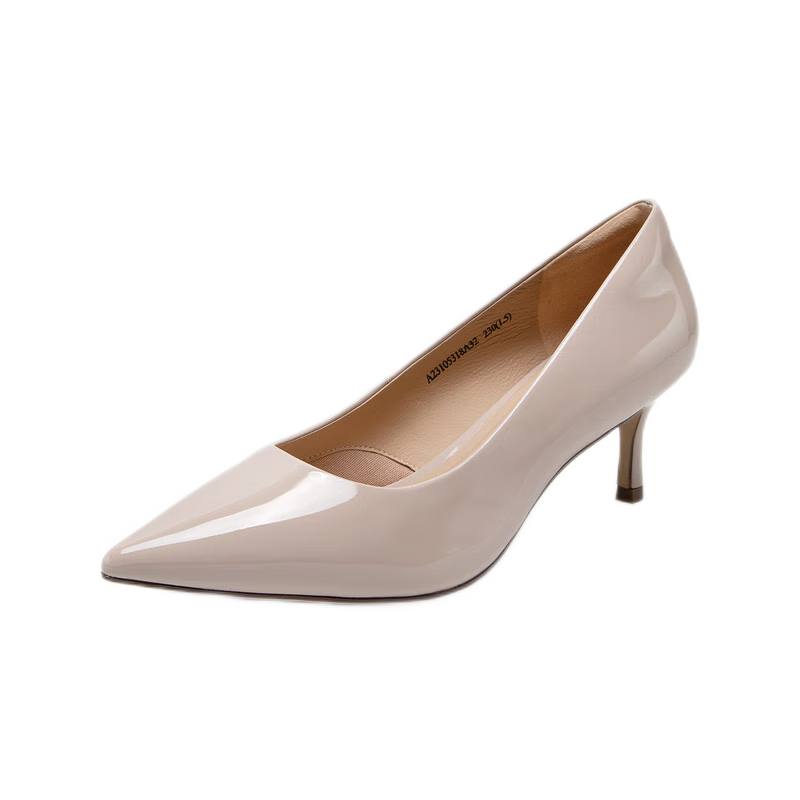 C.BANNER [Silent Series] Cloud-Soft Shallow Mouth Slim Heel Fashion Pumps A23105318, Black (Sheepskin), Size 37