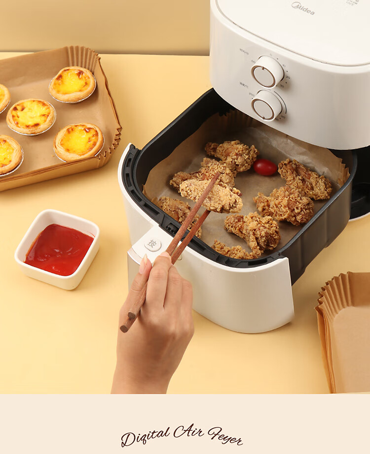 BJ Air Fryer Baking Oil-Absorbing Paper, 16cm, 100 Sheets, Disposable Paper Trays, Non-Stick Oven Liners, Camping Oil-Proof Paper 7