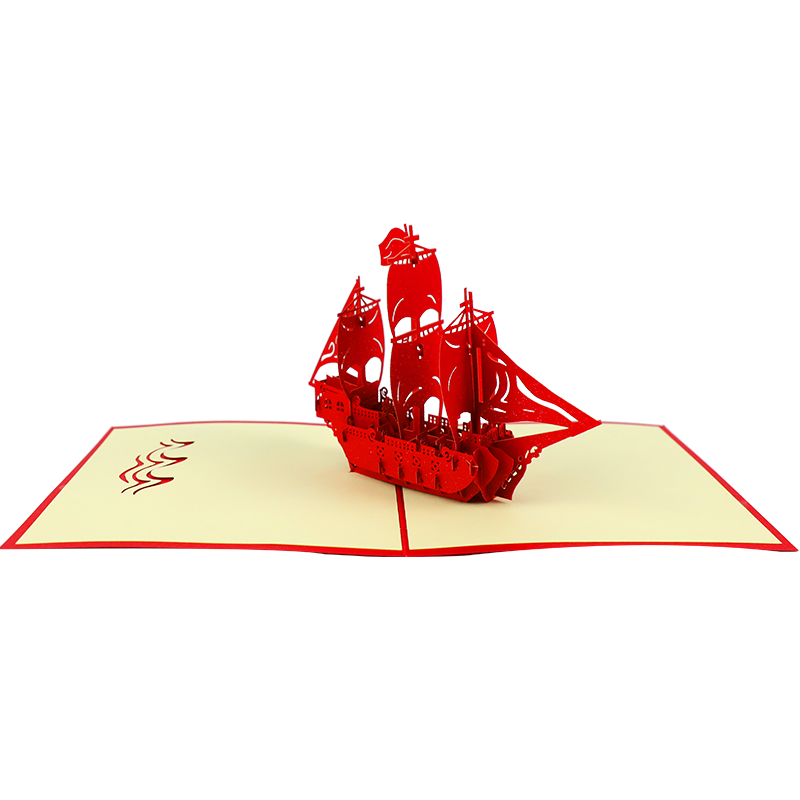 Befon 3D Greeting Card Smooth Sailing, Paper Sculpture Hollow-Out 3D Greeting Card for Birthday Christmas New Year's Day Festivals, Corporate Business Postcard, Teacher Appreciation Card 2500