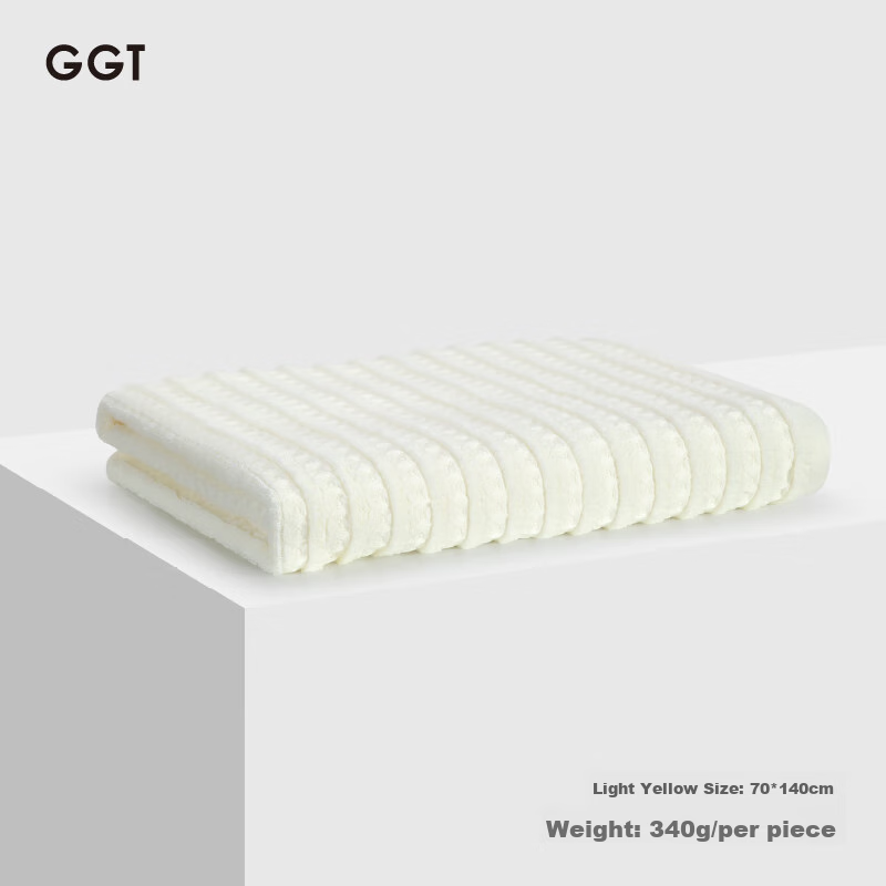 GGT Bath Towel, Pure Cotton, for Men And Adults, Absorbent, Home Use, Shower Large Towel, Women's Full Cotton Quick-Drying, Light Yellow Sports