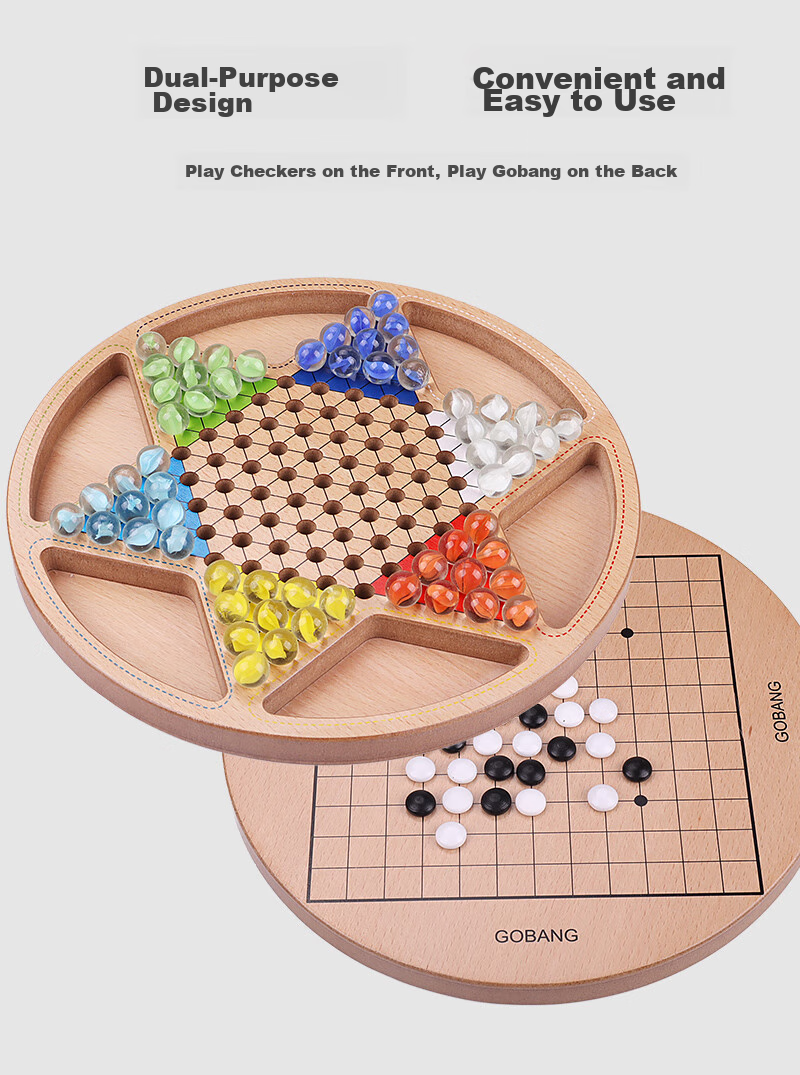 Shenglv Five-In Acrylic Bead Checkers And Gomoku Board Game Set for Kids, Large Size Family Interactive Travel Toy 7