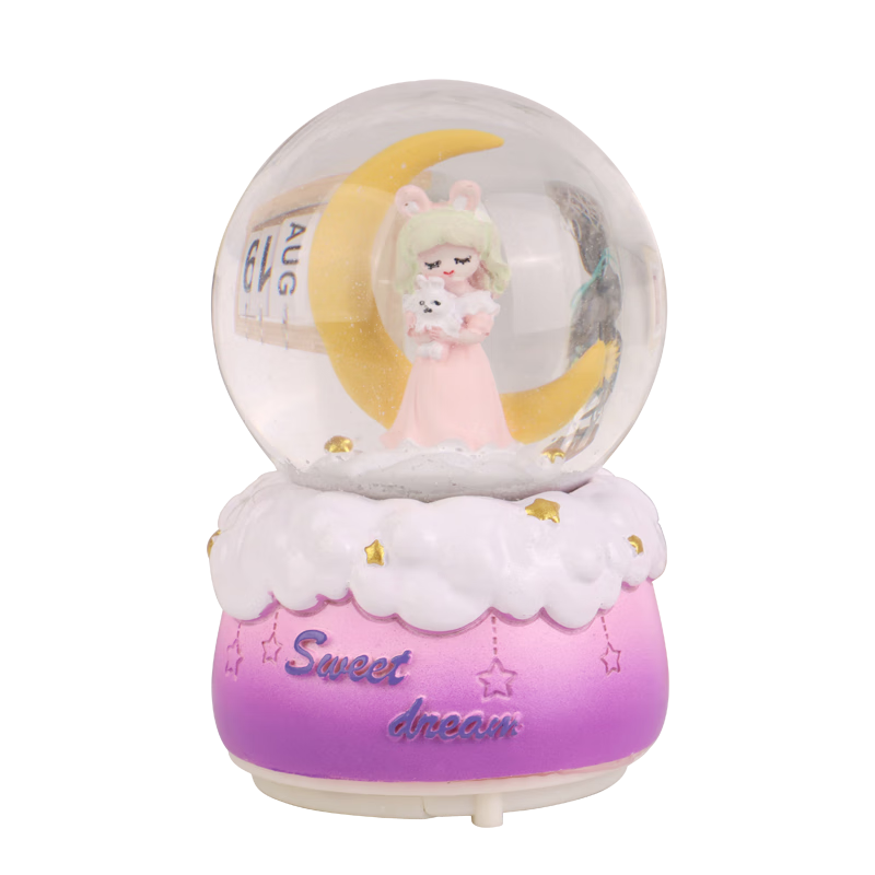 TaTanice Crystal Ball Music Box Desktop Ornament, Snow Globe Music Box, Children's Light-Up Toy, Birthday Gift for Boys And Girls