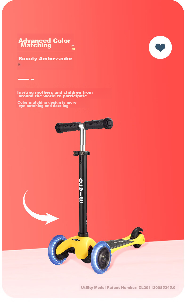 Micro Maiguo Children's Scooter for Ages 2-5, Outdoor Kick Scooter, Kids' Ride-On Toy, Blue with LED Wheels 3