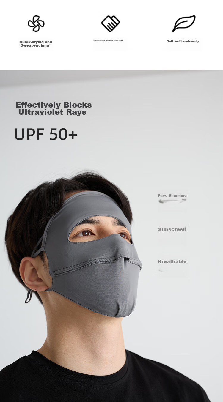 Move Iron Summer Sun Protection Face Mask, UV-Resistant Sunshade Full-Face Mask, Outdoor Cycling Dust-Proof Breathable Mask, Black 2
