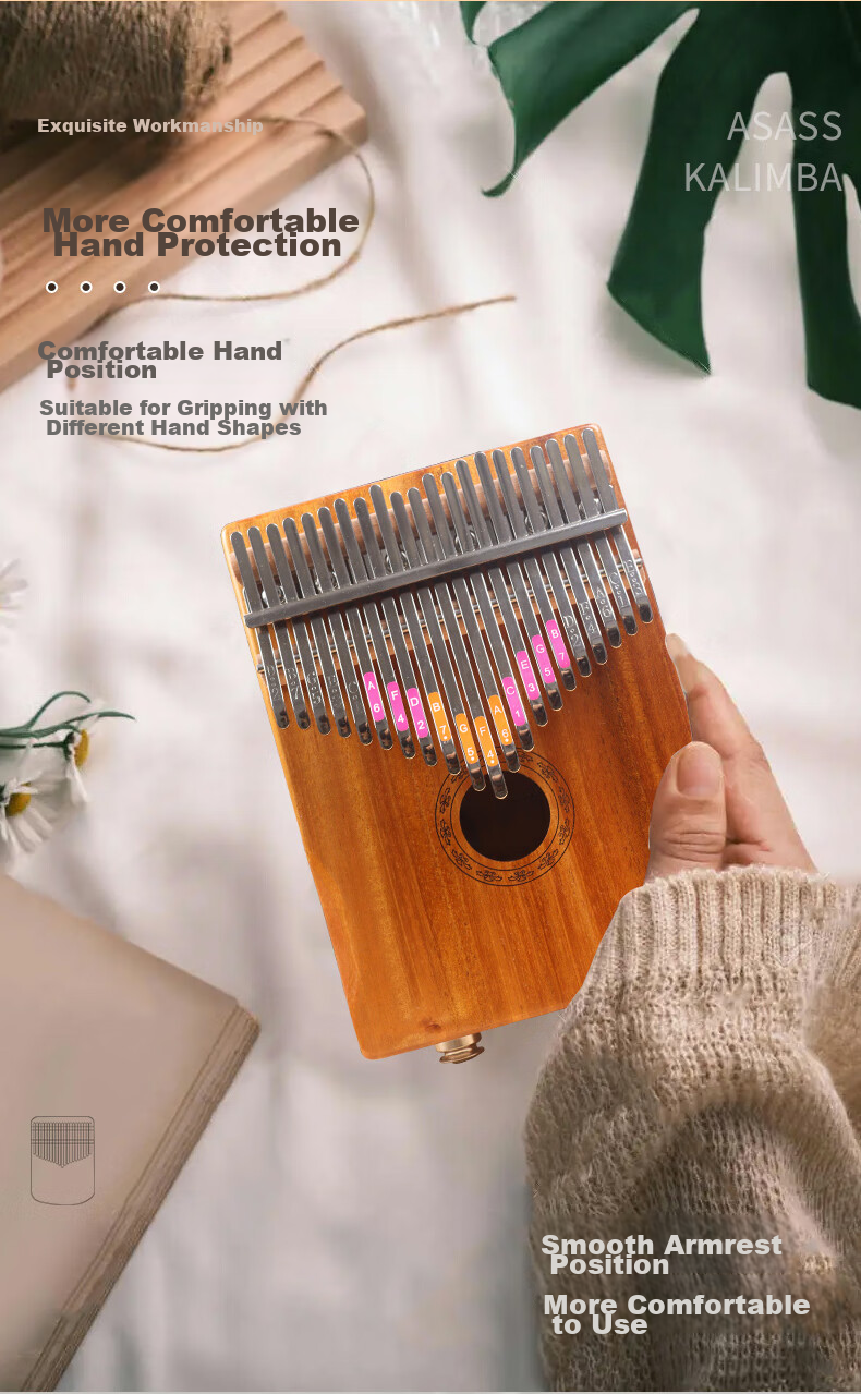 Asasi 21-Key Kalimba Thumb Piano for Adults And Children, Beginner Finger Piano Gift Portable Musical Instrument Peach Electric Case Model 3