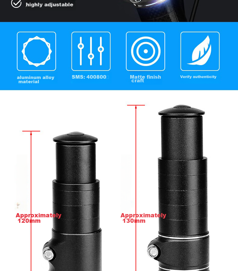 Move Iron Bicycle Aluminum Alloy Handlebar Riser, Mountain Bike Handlebar Heightener, Front Fork Stem Riser, Head Tube Extender, 10cm 2