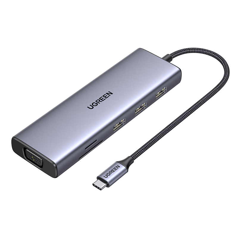 UGREEN Type-C Expansion Dock, USB Hub, HDMI/VGA Port Adapter, Card Reader, Compatible with Apple MacBook Air, Huawei, Lenovo Laptops