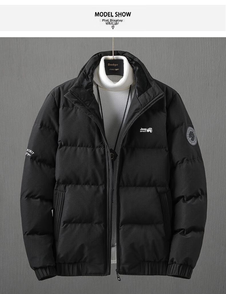 JEEP SPIRIT Men's Short down Jacket, Thick Winter Coat, New Loose-Fitting Warm Puffer Jacket, Gray, 3XL 11