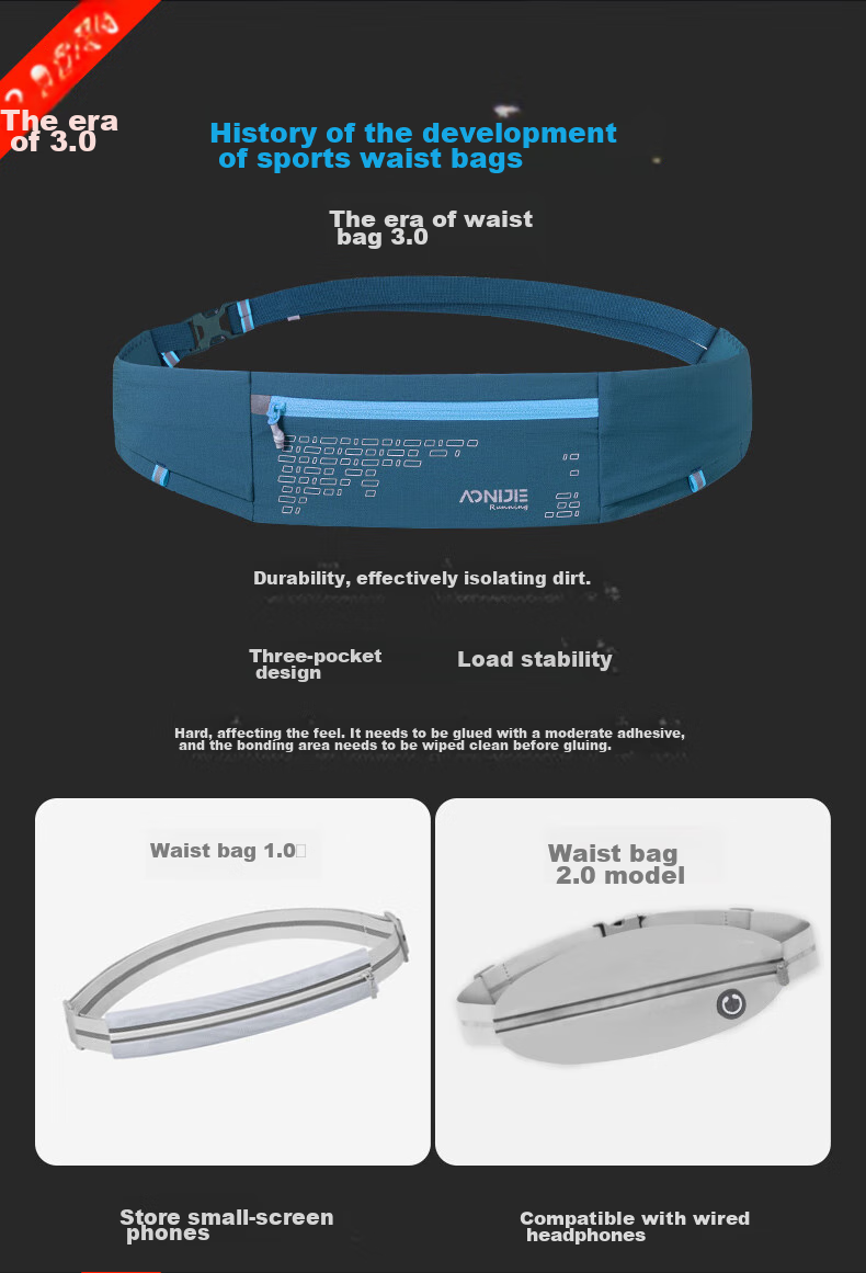 AONIJIE Running Waist Pack for Men And Women, Invisible Ultra-Thin Multifunctional Waterproof Hiking Marathon Outdoor Trail Sports Phone Pouch 6