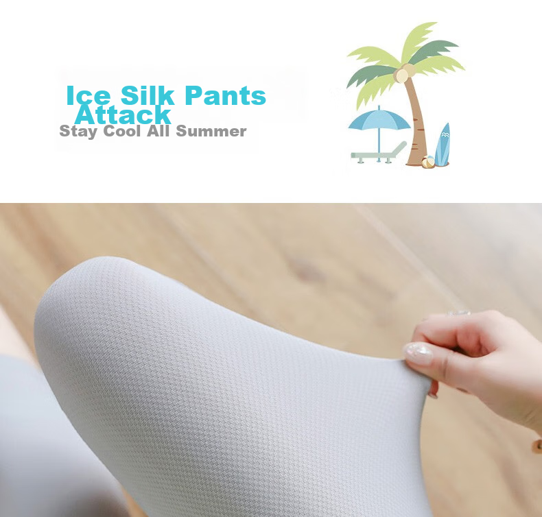 LangSha Ice Silk Leggings for Women, Lightweight Summer Elastic Seven-Point Pants, High-Waist Slimming Sun Protection Tight-Fitting Trousers for Outer Wear 3