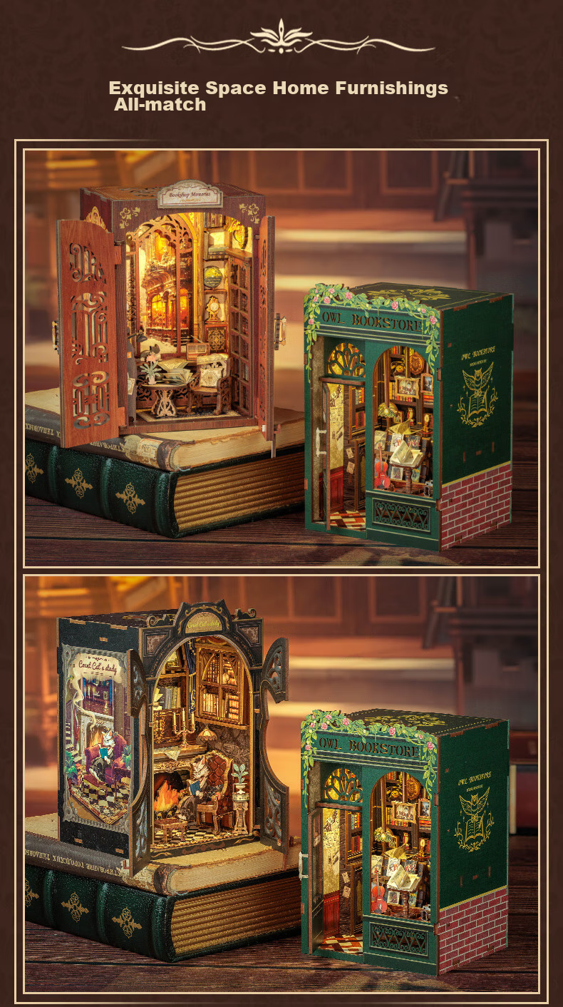 Cutebee [Birthday Gift] Bookstore Memories DIY Dollhouse, Exquisite Building Blocks Puzzle, Gift for Boys And Girls on Their Birthday 7