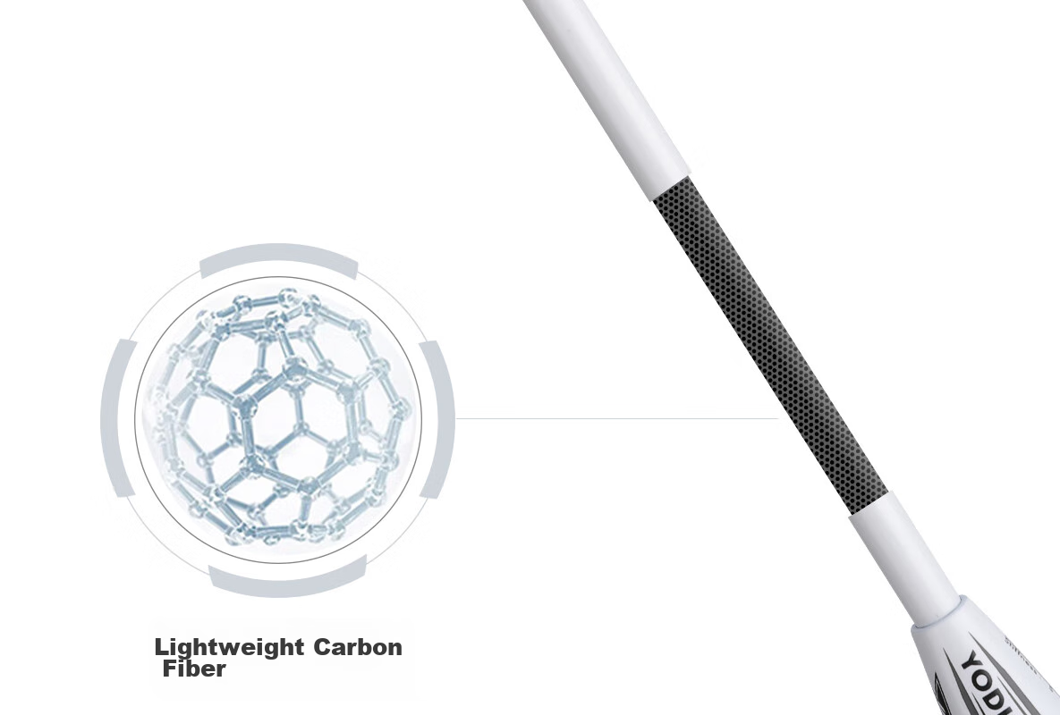 Yodiman Fresh White Pair of Badminton Rackets, Full Carbon Ultra-Light 6U Double Rackets 650+660 (Badminton Set) 22